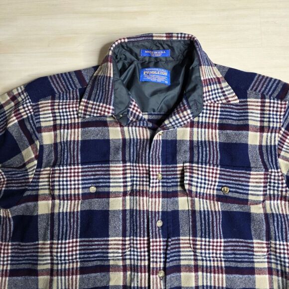 Pendleton Pure Virgin Wool Plaid Shacket Shirt Lined Collar USA Made Size Medium - Picture 3 of 7